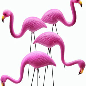 4 Pack Plastic Pink Flamingo Yard Outdoor Lawn Garden Decor Art Ornament Statue