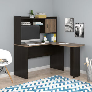 Mainstays' L-Shaped Desk with Hutch, Multiple Colors (L-Shaped Desk with Hutch, Espresso/Rustic Oak)